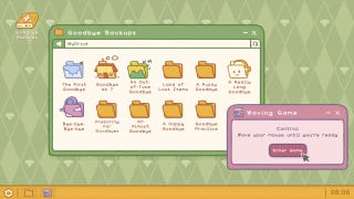 A mocked-up OS desktop with a folder full of games about saying goodbye