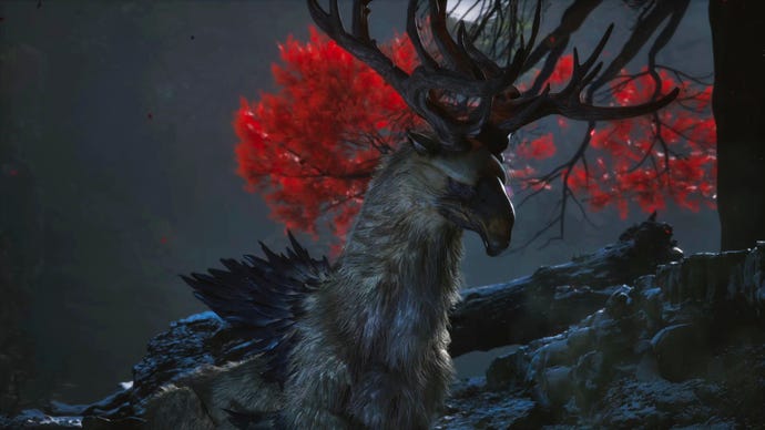 A screenshot of the Cloudtreading Deer boss in Chapter 6 of Black Myth: Wukong.