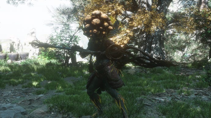 A screenshot of the Fungiwoman boss in Chapter 4 of Black Myth: Wukong.