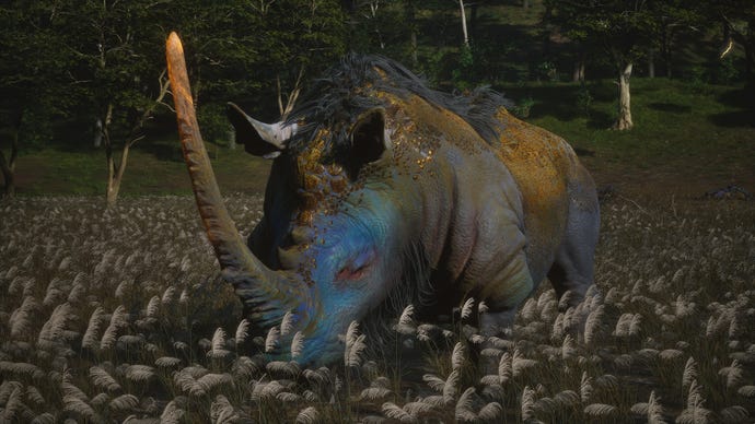 A screenshot of the Gold-Armored Rhino boss in Chapter 6 of Black Myth: Wukong.