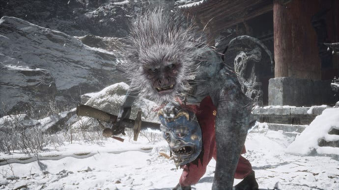 A screenshot of the Macaque Chief boss in Chapter 3 of Black Myth: Wukong.