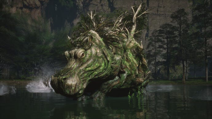 A screenshot of the Water-Wood Beast boss in Chapter 6 of Black Myth: Wukong.