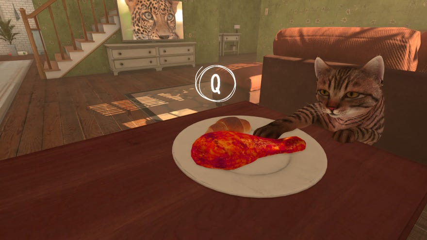 A cat steals some chicken in Copycat.