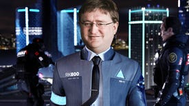 Connor from Detroit Become Human with the face of Gabe Newell