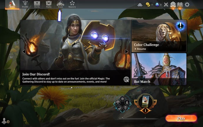 A screenshot from MTG Arena showing the game's Store page.