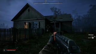 Approaching a seemingly abandoned house in STALKER 2: Heart of Chornobyl.