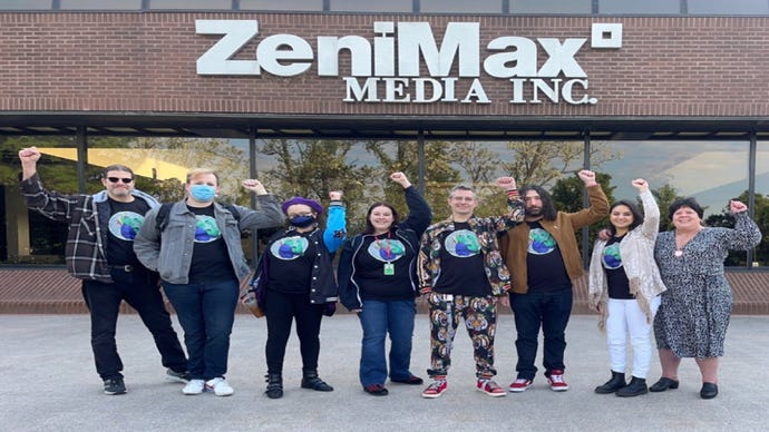 Zenimax QA workers celebrate union bargaining.